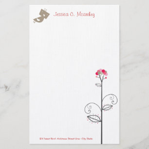 Tweet Bird Cute Whimsical Baby shower Stationery Briefpapier