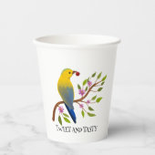 tweet en lekkere Waterverf Bird & Bug on branch Papieren Bekers (Voorkant)