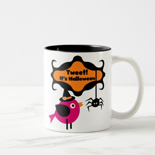 Tweet Halloween T-shirts en Gifts Tweekleurige Koffiemok (Rechts)