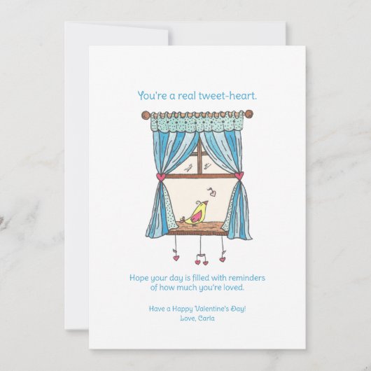 Tweet Heart Bird Valentijnsdag Feestdagenkaart (Voorkant)