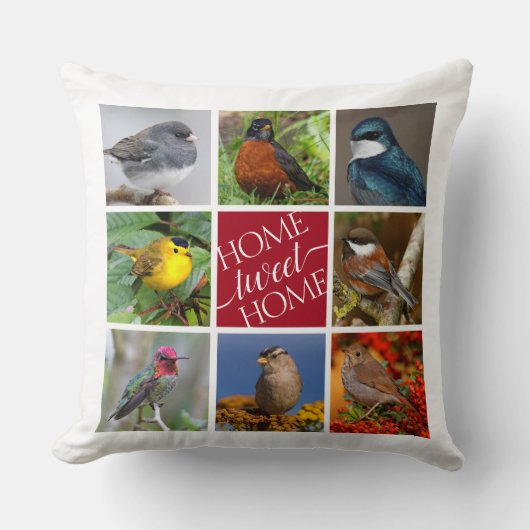 Tweet Home 8 Amerikaanse zangvogels 8 Fotocollage Kussen (Voorkant)