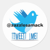 Tweet me op je twitadres ronde sticker (Voorkant)