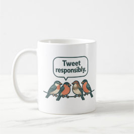 Tweet Responsibly Funny Bird Art Koffiemok