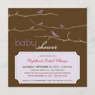 Tweet! Tweet! baby shower Uitnodiging (lavender)