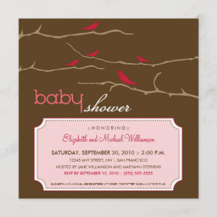 Tweet! Tweet! baby shower Uitnodiging (roze)