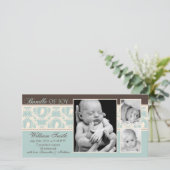 Tweet Tweet Boy Aankondiging Kaart (Staand voorkant)