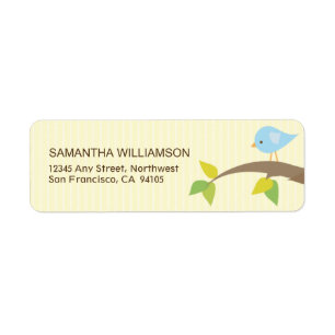 Tweet! Tweet! Retouradreslabels (geel) Etiket