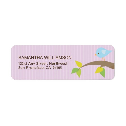 Tweet! Tweet! Retouradreslabels (lavendel) Etiket (Voorkant)