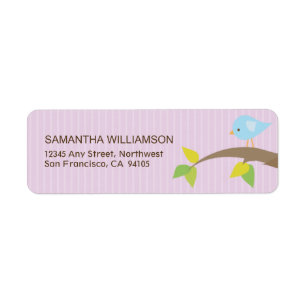 Tweet! Tweet! Retouradreslabels (lavender) Etiket