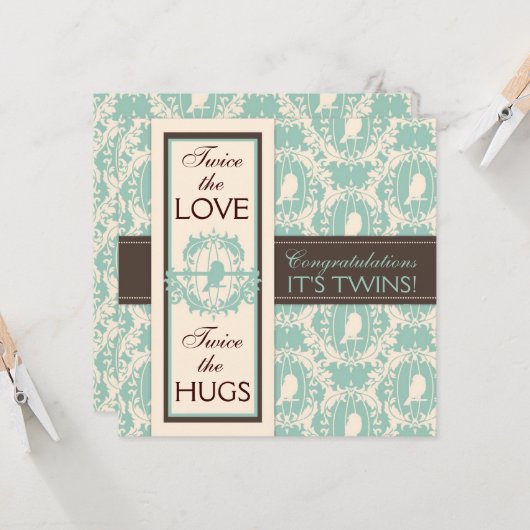 Tweet Tweet Twins Square Kaart (Voorkant / Achterkant in situ)