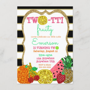 tweetà frutti 2nd Birthday Tutti Frutti glitter Kaart