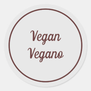 Tweetaalig Lichtgrijs Vegan (Vegano) Eenvoudig Ronde Sticker