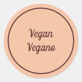 Tweetaalige Peach Vegan (Vegano) Eenvoudig Ronde Sticker