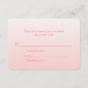Tweetaalige RSVP voor een koraal ombre-huwelijk Kaartje