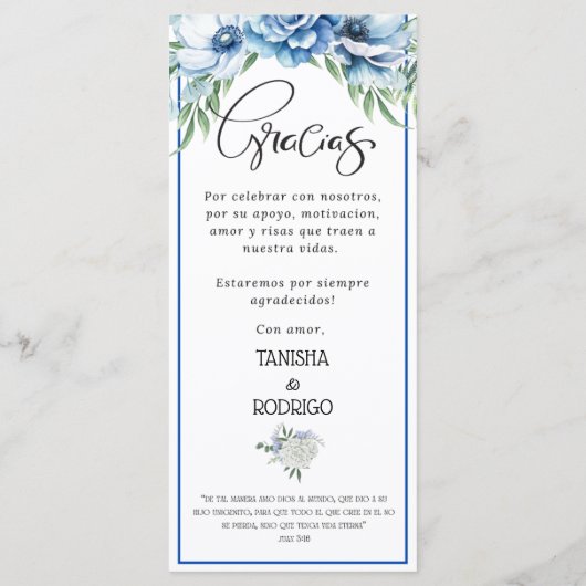 Tweetalig bedankmenu Trouwen / Eng - Spa Menu (Achterkant)