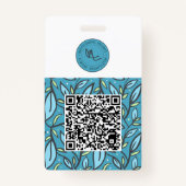 Tweetalig blauw wit blad patroon badge (Achterkant)