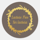 Tweetalig Bruin Goud Lactosevrij - Sin Lactosa Ronde Sticker (Voorkant)