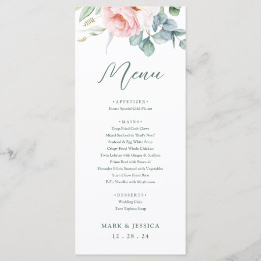 Tweetalig Chinees-Engels huwelijksmenu Menu (Achterkant)