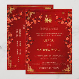 TWEETALIG Gouden Kader Rode Chinese Trouw Kaart