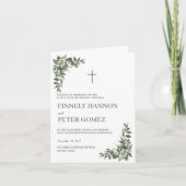 Tweetalig katholiek huwelijksprogramma, groen bedankkaart (Voorkant)