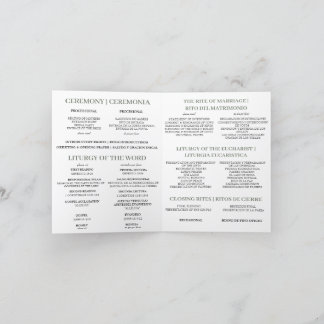 Tweetalig katholiek huwelijksprogramma, groen bedankkaart