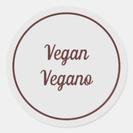 Tweetalig Licht Grijs Veganistisch (Vegano) Eenvou Ronde Sticker