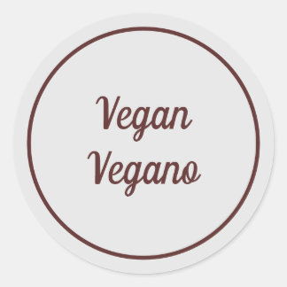 Tweetalig Licht Grijs Veganistisch (Vegano) Eenvou Ronde Sticker