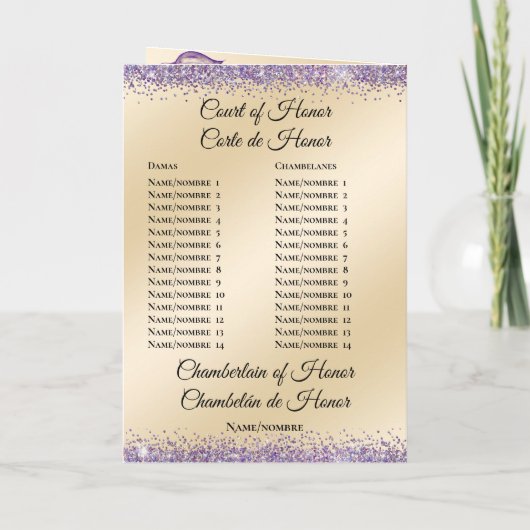 Tweetalig Quinceañera Order of Events Programma (Achterkant)