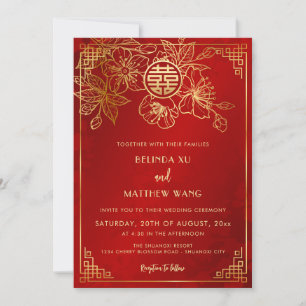 TWEETALIG ROOD Goud Chinees Huwelijk Kaart