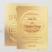 Tweetalig rood goud | Chinese bruiloft Kaart (Voorkant / Achterkant)