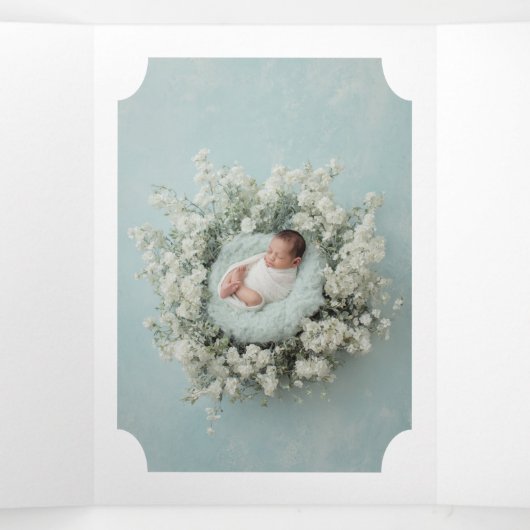 Tweetalig Spaans Engels Bloemen Doop Bautizo Drieluik Uitnodiging (Binnenkant midden)