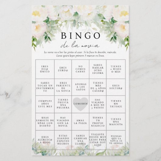 Tweetalig Spaans Engels Vrijgezellenfeest Bingo Sp Flyer (Voorkant)