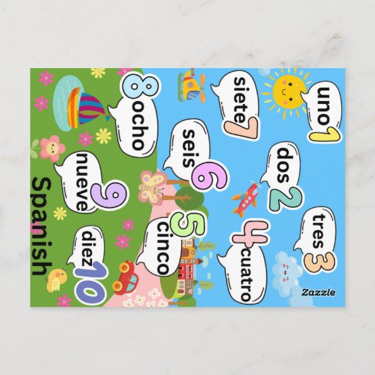 Tweetalig tellen 1 tot 10 (Engels, Spaans) Briefkaart (Achterkant)