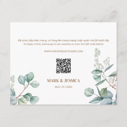 Tweetalig Vietnamees eucalyptus liedje Hy RSVP (Achterkant)