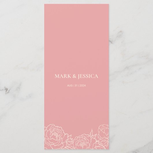 Tweetalig Vietnamees Pioen Song Mijn Bruiloft Menu (Achterkant)