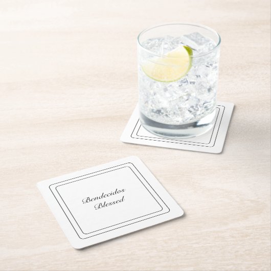 Tweetalig Zwart & Wit Spaans Bendecido Gezegend Kartonnen Onderzetters (Insitu)