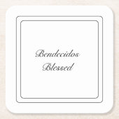 Tweetalig Zwart & Wit Spaans Bendecido Gezegend Kartonnen Onderzetters (Voorkant)