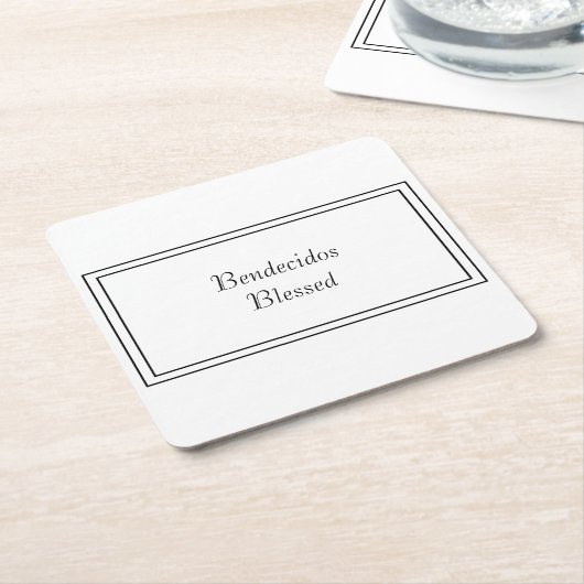 Tweetalig Zwart & Wit Spaans Bendecido Gezegend Kartonnen Onderzetters (Schuin)