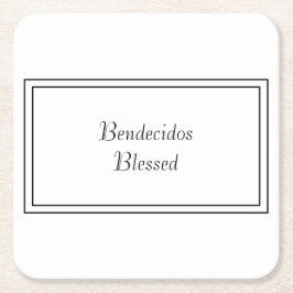Tweetalig Zwart & Wit Spaans Bendecido Gezegend Kartonnen Onderzetters