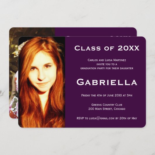 Tweetalige 2-zijdige Afstuderen foto-uitnodiging Kaart (Voorkant / Achterkant)