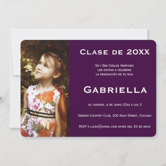 Tweetalige 2-zijdige Afstuderen foto-uitnodiging Kaart (Achterkant)