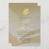 TWEETALIGE Abstracte Kunst Beige Chinese bruiloft Kaart (Voorkant / Achterkant)