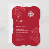 Tweetalige bloementraditionele Chinese bruiloft Kaart (Voorkant)