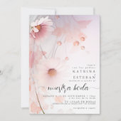 Tweetalige Blush Roze Daisy / rubor rosa margarita Kaart (Voorkant)