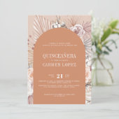 Tweetalige Boho Modern Terracotta Quinceanera Kaart (Staand voorkant)