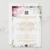 Tweetalige Bourgondië Bloem Goud Trouw Boda Rozen Kaart (Achterkant)