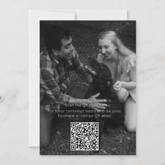 Tweetalige Bourgondische bruiloft uitnodiging (Achterkant)