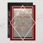 Tweetalige Bourgondische bruiloft uitnodiging (Voorkant / Achterkant)