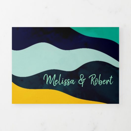 Tweetalige bruiloft - Juweel Alles in één Uitnodig Drieluik Uitnodiging (Cover)