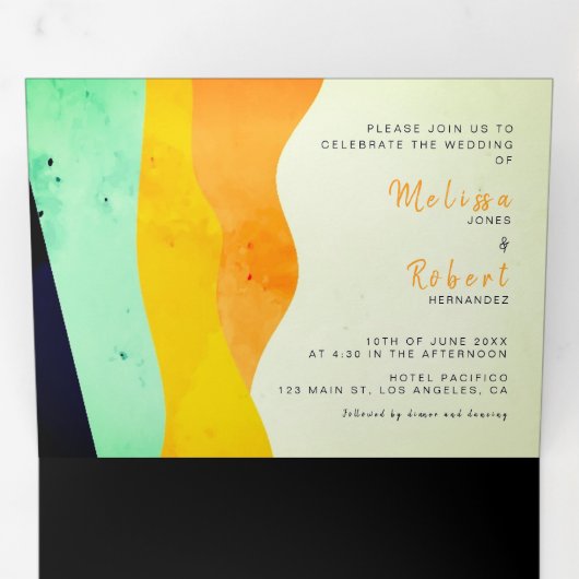 Tweetalige bruiloft - Juweel Alles in één Uitnodig Drieluik Uitnodiging (Binnenzijde eerst)